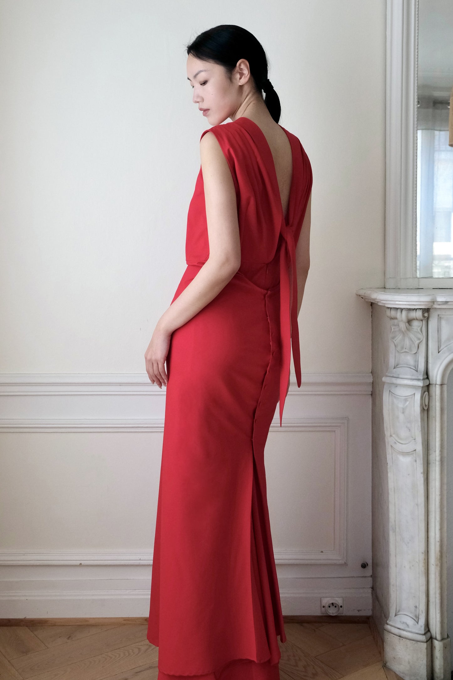 Chauve Souris Dress en Laine Mélangée