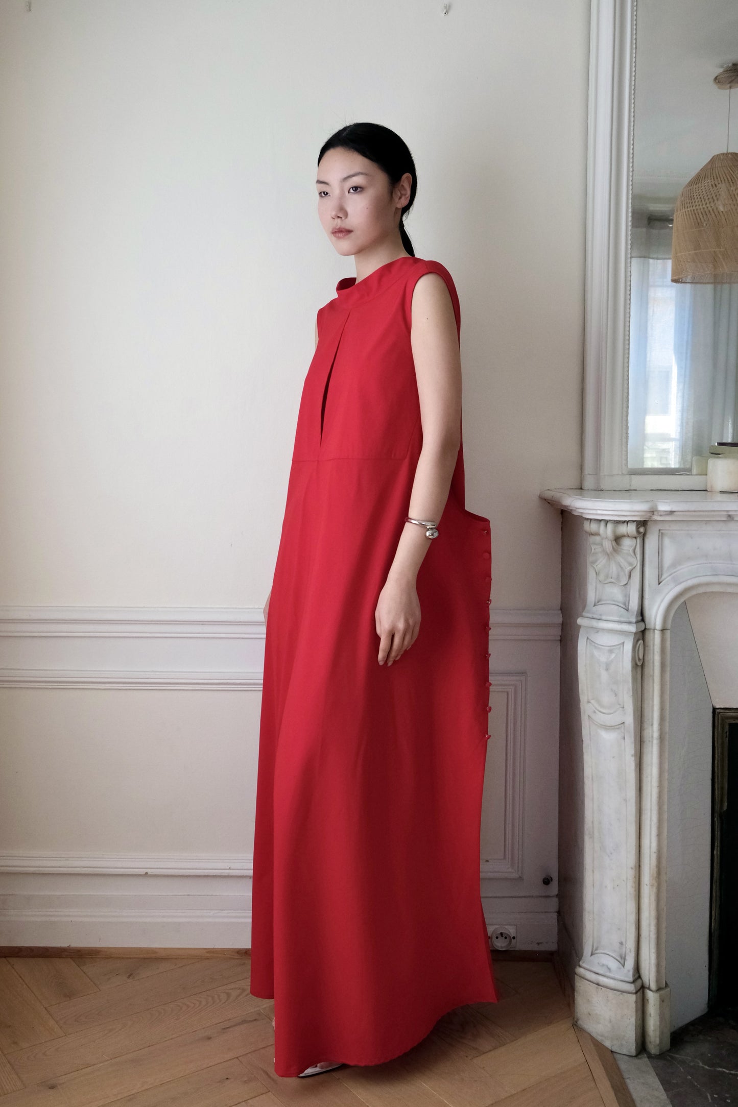 Chauve Souris Dress en Laine Mélangée