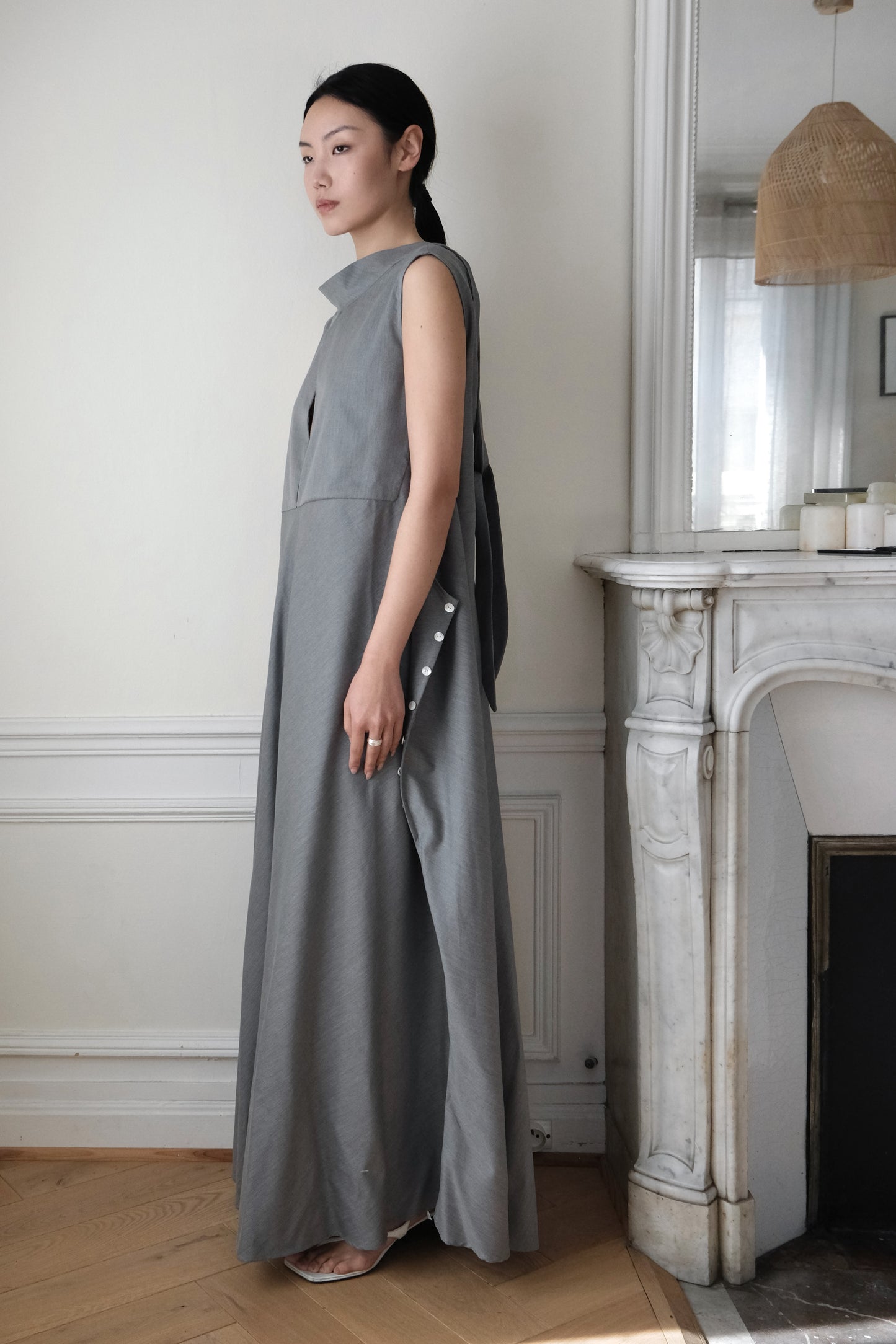 Chauve Souris Dress en Laine Mélangée