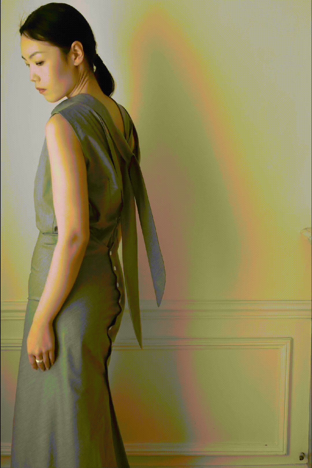 Chauve Souris Dress en Laine Mélangée