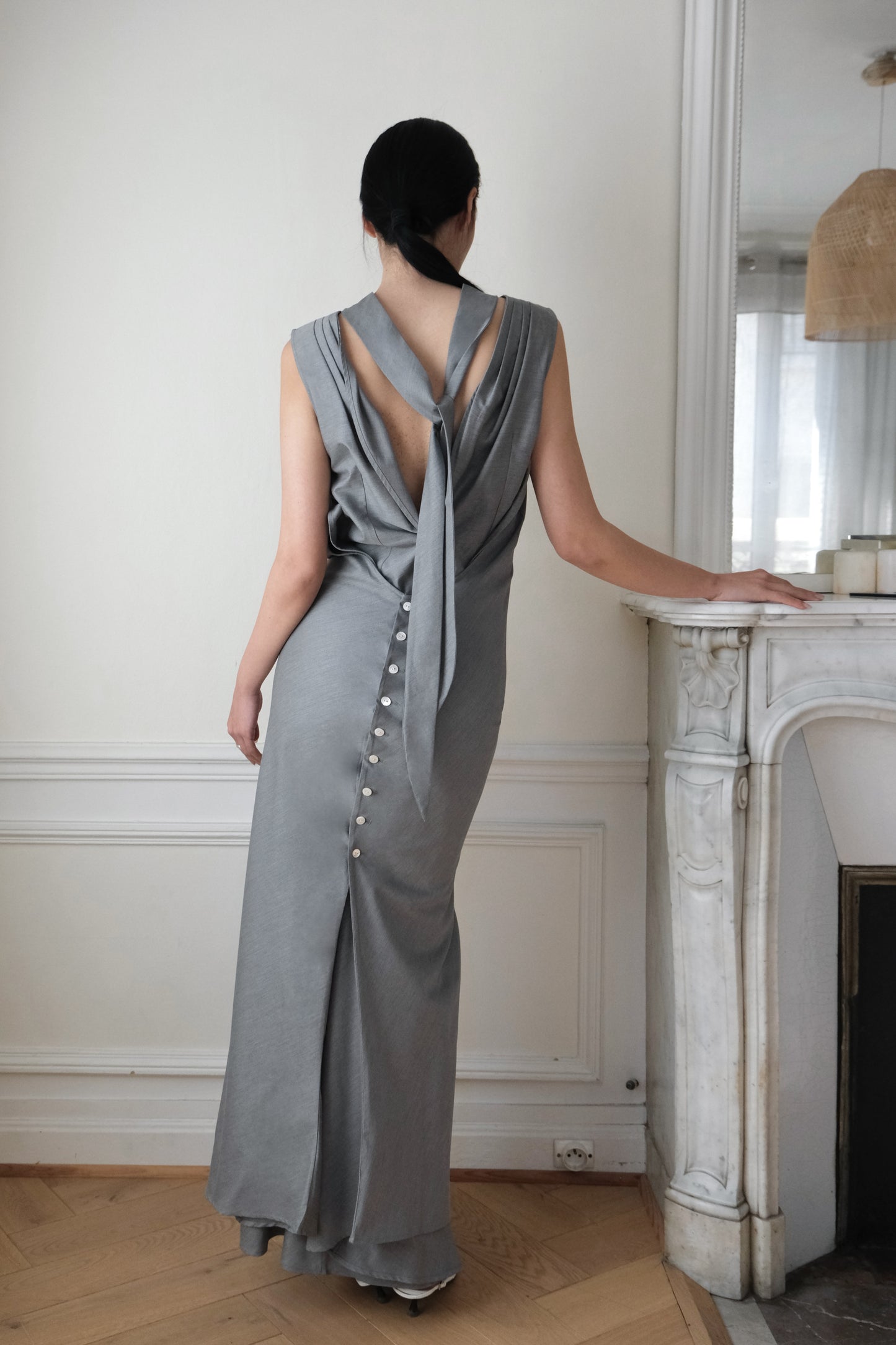 Chauve Souris Dress en Laine Mélangée