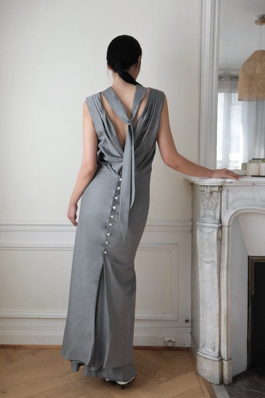 Chauve Souris Dress en Laine Mélangée