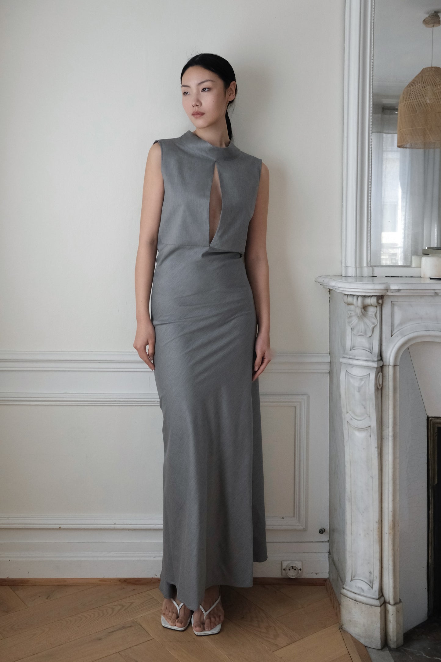 Chauve Souris Dress en Laine Mélangée