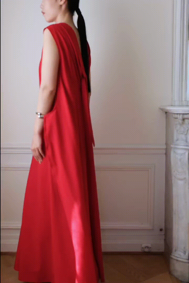 Chauve Souris Dress en Laine Mélangée