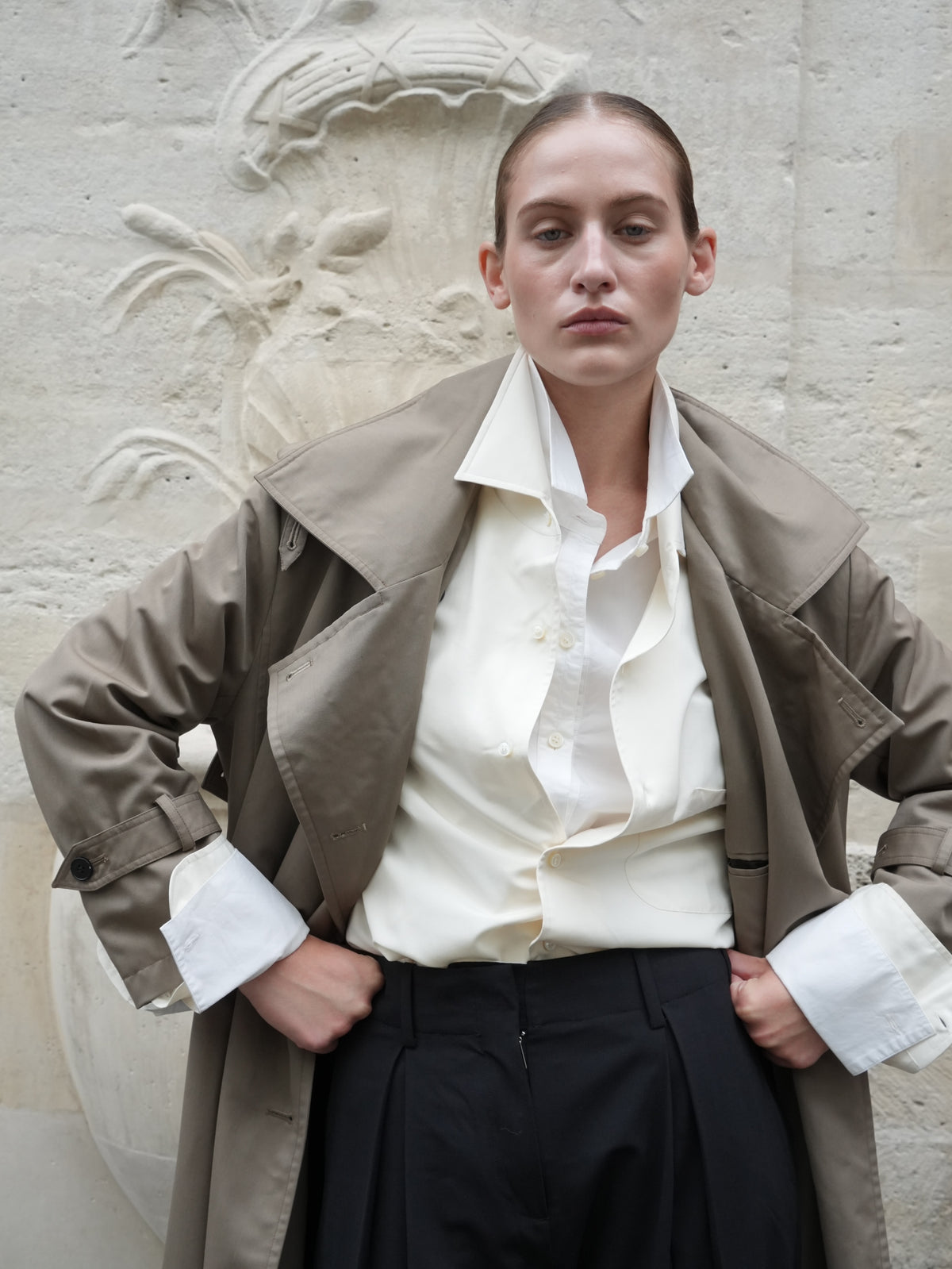 AURORA DÙ PERNELLE waterproof wool-silk trench in tea