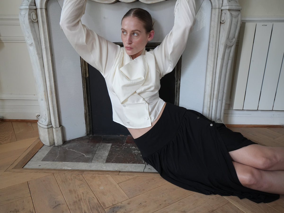 AURORA DÙ VERRERIE gathered silk skirt in black