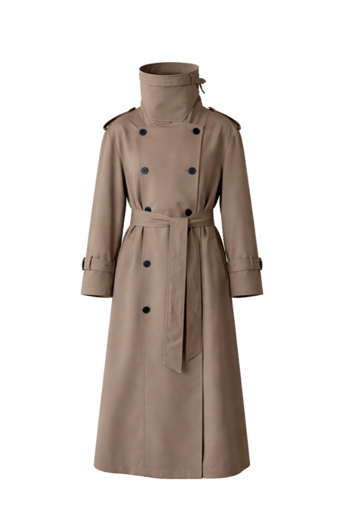 AURORA DÙ PERNELLE waterproof wool-silk trench in tea