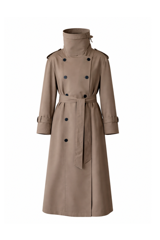 AURORA DÙ PERNELLE waterproof wool-silk trench in tea