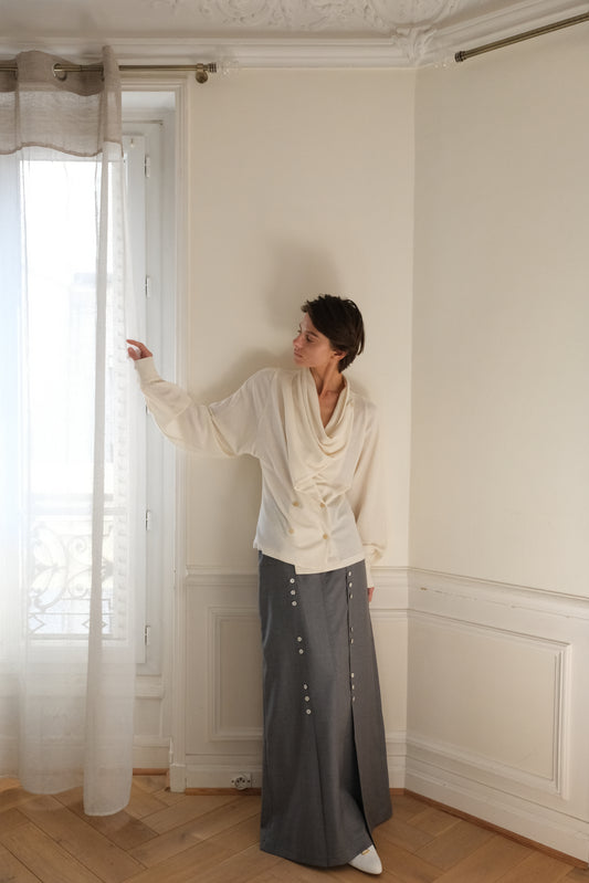 AURORA DÙ SZAB wool-silk cardigan in white