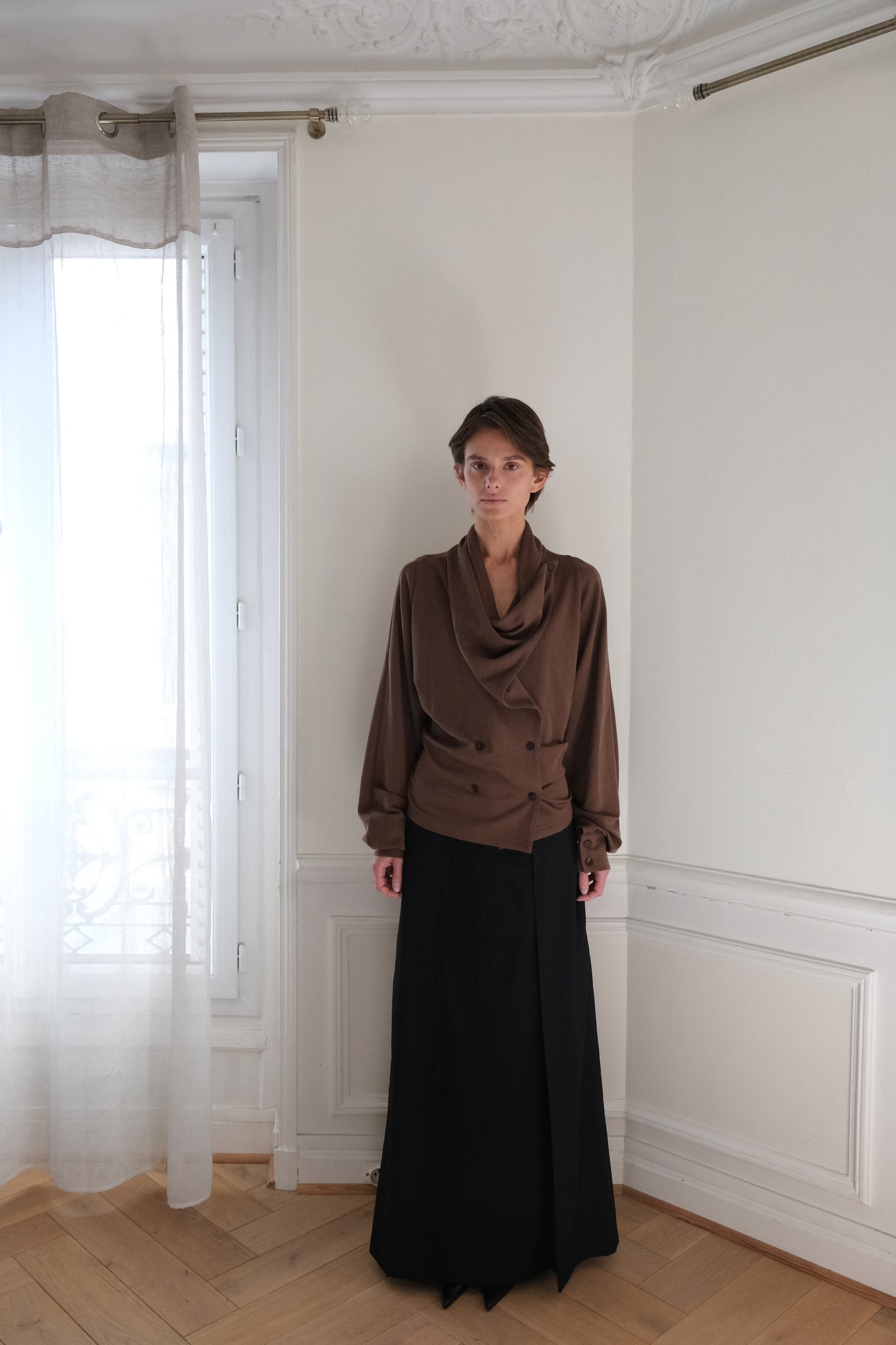 AURORA DÙ SZAB wool-silk cardigan in brown