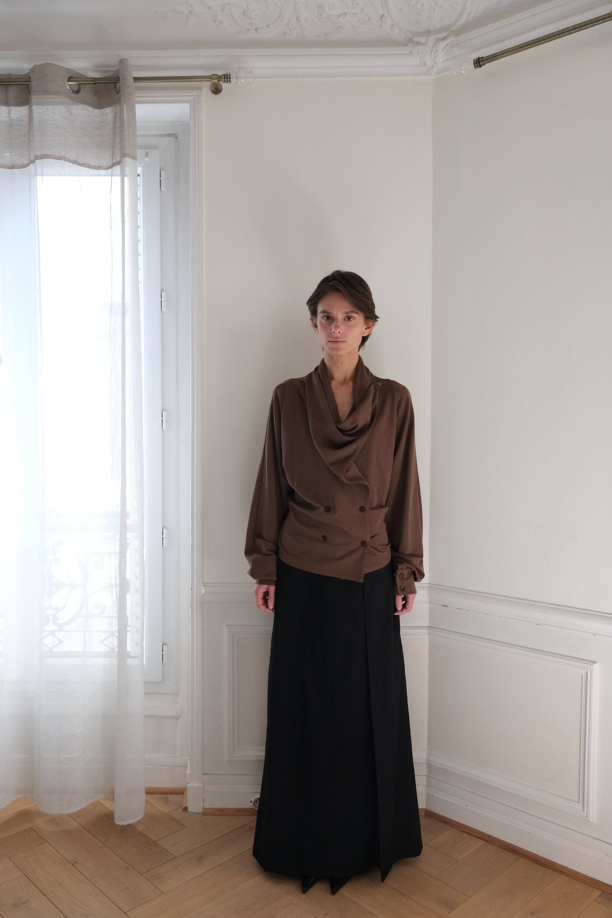 AURORA DÙ SZAB wool-silk cardigan in brown