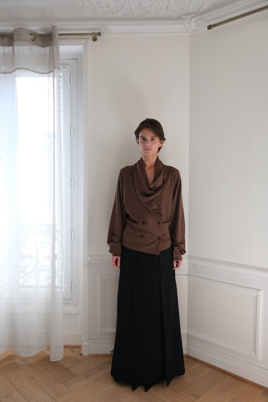 AURORA DÙ SZAB wool-silk cardigan in brown