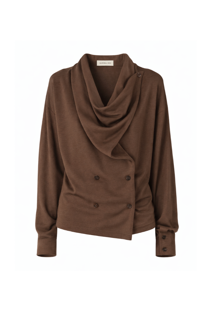 AURORA DÙ SZAB wool-silk cardigan in brown