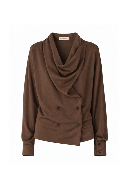 AURORA DÙ SZAB wool-silk cardigan in brown