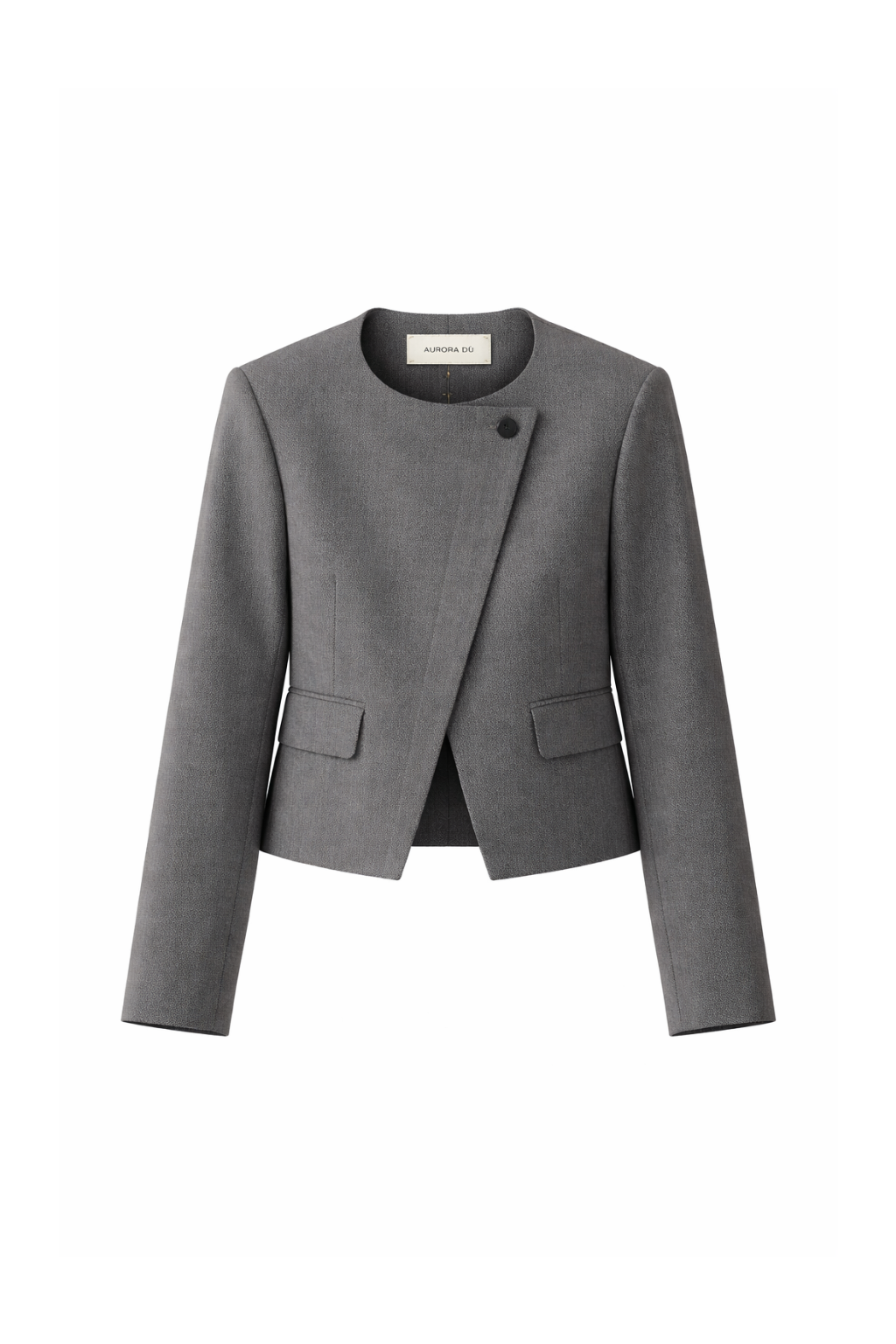 AURORA DÙ MARGO collarless wool jacket in grey