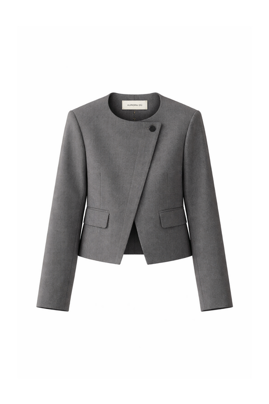 AURORA DÙ MARGO collarless wool jacket in grey
