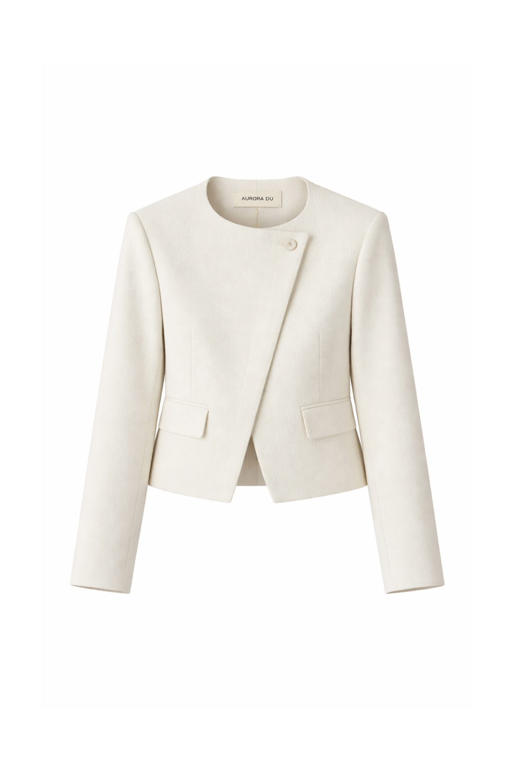 AURORA DÙ MARGO collarless wool jacket in white