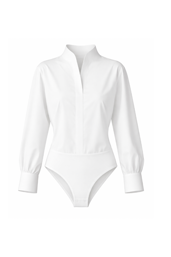 AURORA DÙ LUCIEN cotton shirt bodysuit in white
