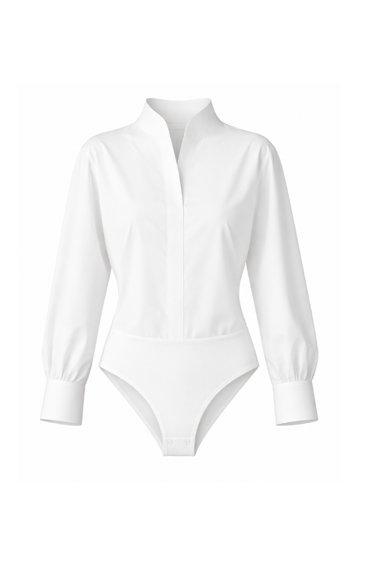 AURORA DÙ LUCIEN cotton shirt bodysuit in white