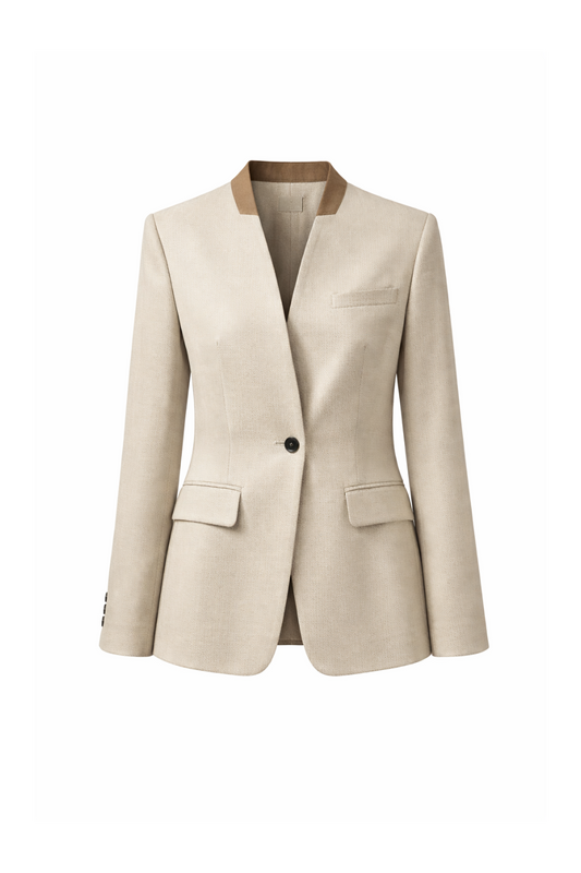 AURORA DÙ MERRI collarless silk-wool blazer