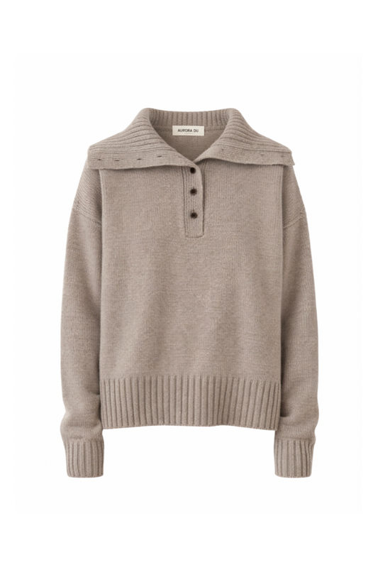 AURORA DÙ CHORON heavy cashmere V-neck in sand