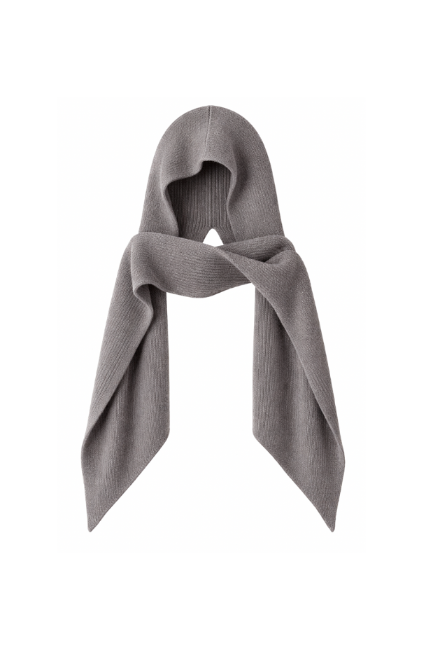 AURORA DÙ LIEW cashmere hooded scarf in grey