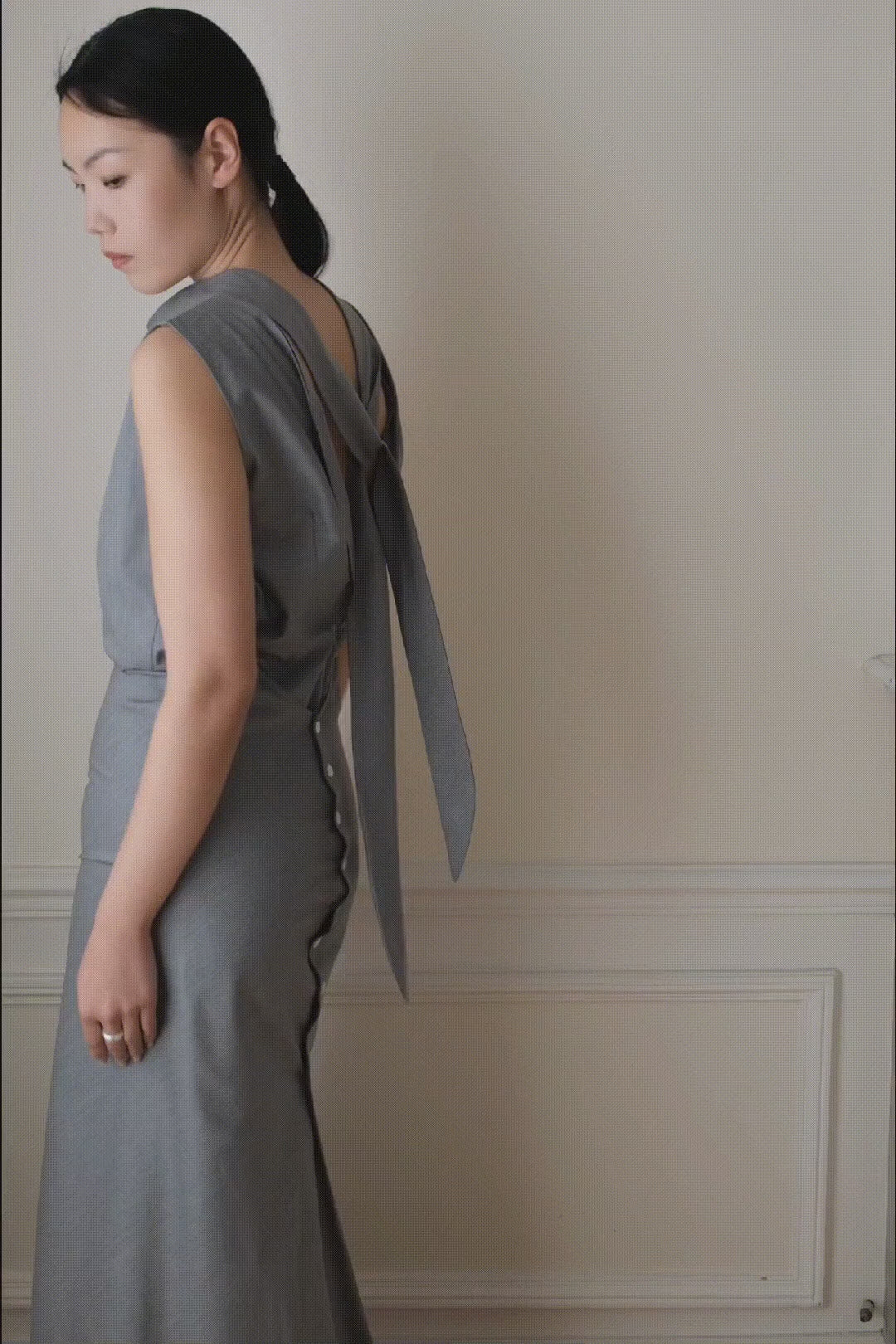 AURORA DÙ CHAUVE-SOURIS wool-blend dress in grey