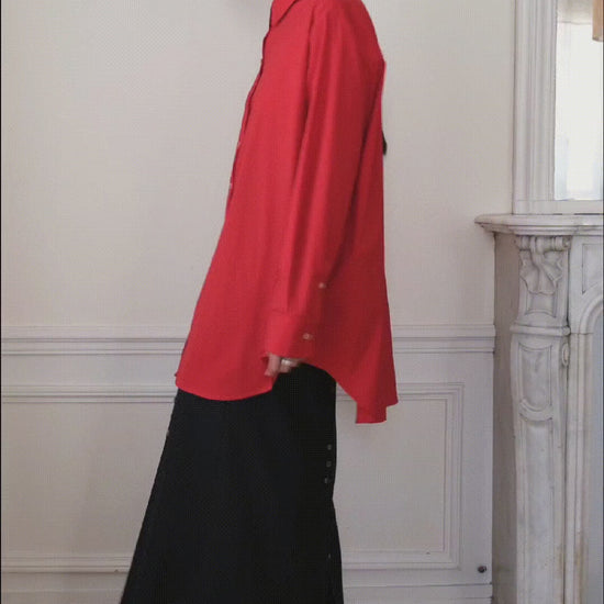 AURORA DÙ ALEA oversized wool-blend shirt in red