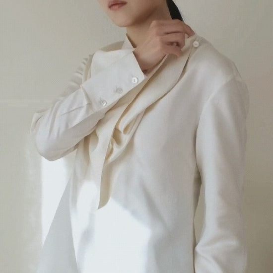 AURORA DÙ CASCADE draped silk top in beige