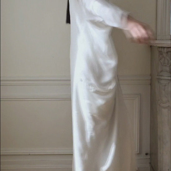 AURORA DÙ FAUBOURG fluid silk gown in white