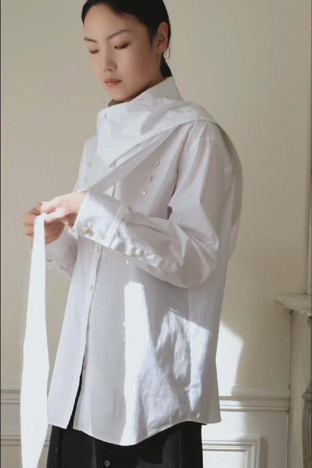 AURORA DÙ DOUBLE cotton shirt in white